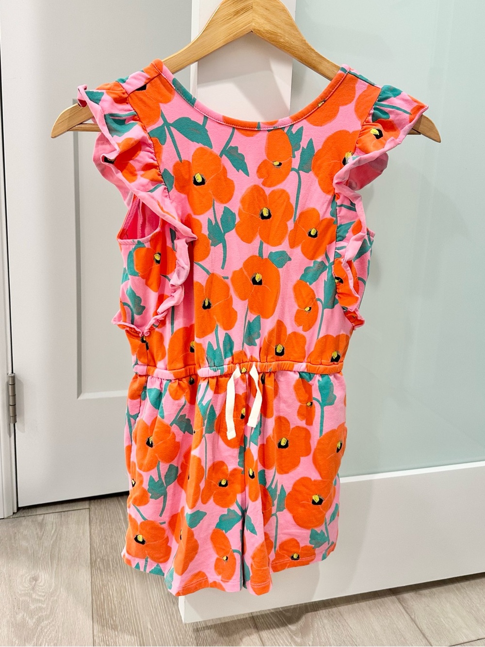 Girls' Floral Pink & Orange Ruffle jumper ✨